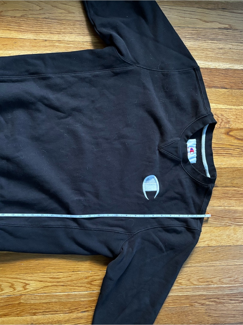 Champion Black Crewneck with Small White Logo